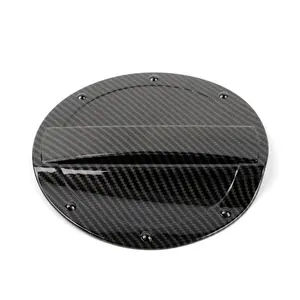 CheroCar Carbon Fiber Look Fuel Filler Door Gas Tank Cap Cover for 2015+ Ford Mustang High-Quality ABS Material Wear-Resistant Easy Installation Car Special