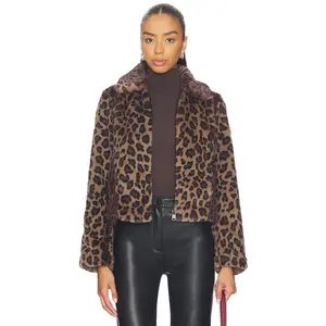 ALLSAINTS Saye Faux Fur Jacket in Leopard Brown
