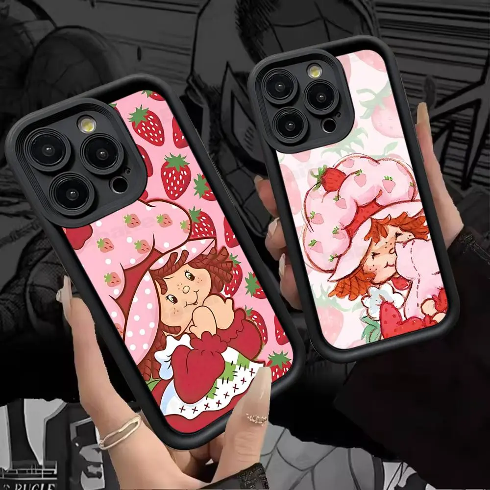 S-Strawberry Cartoon S-Shortcake Girl Phone Case, compatible with iPhone 17/16/15/14/13/12/11/X/XS/XS Max/16E/12/13 Mini, shockproof soft TPU back cover, a holiday gift for friends, family, and yourself., Accessories, Smartphone, Cellphone, Handheld,summe