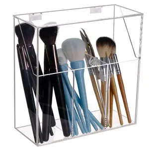 Makeup Brush Holders With Cover, Dust-Proof Lid, Acrylic Makeup Storage Box, Large Capacity Brush Organizer for Dressing Table-
