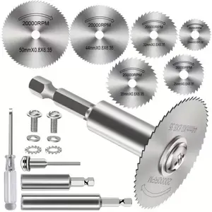 10-Piece High-Speed Steel Saw Blade Set, 20,000 Rpm, 8cm Cutting Diameter, Hex Handle, Ideal for Precision Cutting, Metalworking, Woodworking