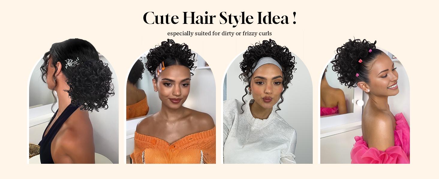 VOSILK Lommel Messy Bun Hair Piece for Women 90g Elastic Drawstring Loose Wave Curly Hair Buns HairPiece Synthetic Hair Bun Hair Extensions for Women Daily Use