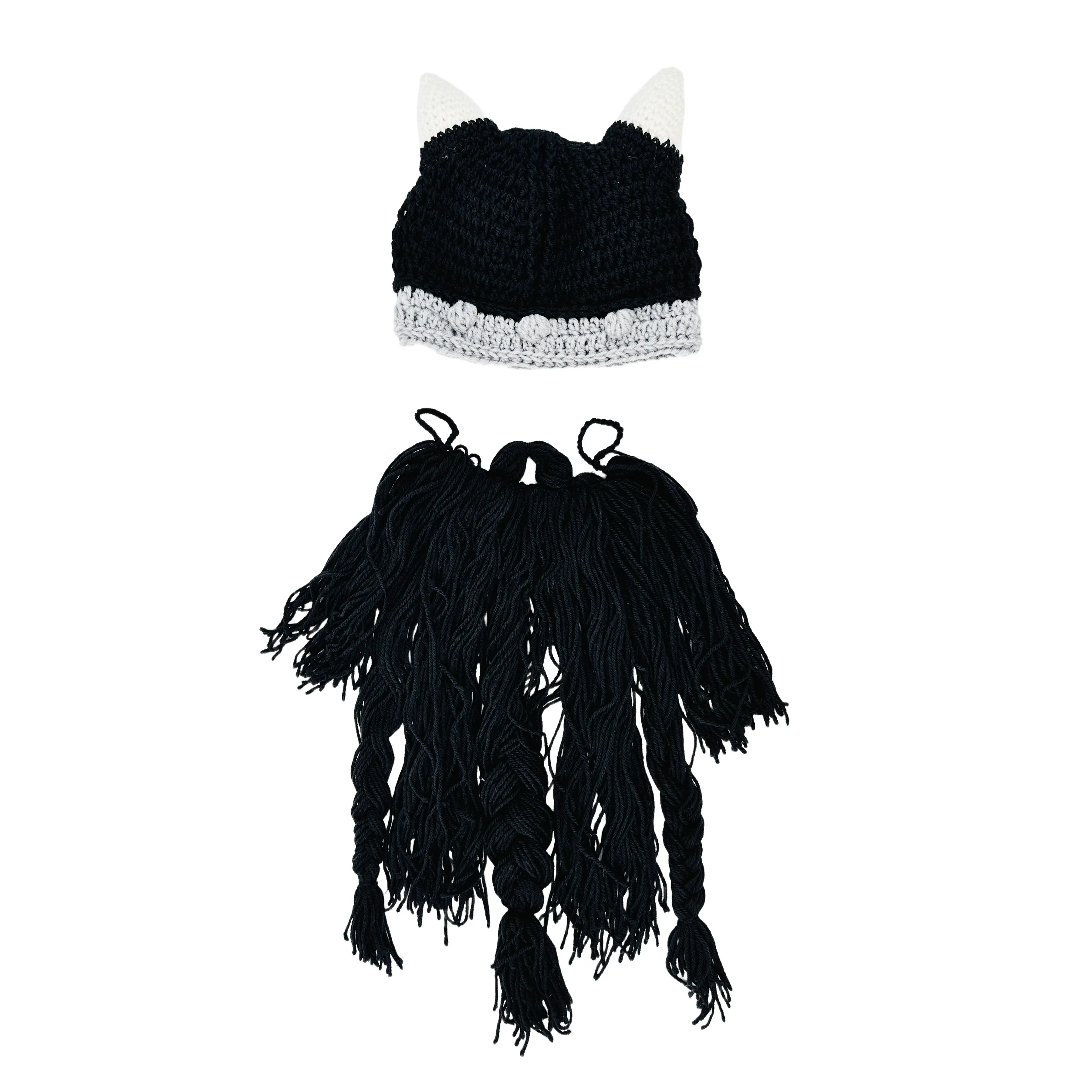 OIDEA Viking Beanie - Stretchy Polyester Knit Hat with Detachable Fake Beard, Horns & Button Attachment, Men's Costume Accessory for Halloween, Christmas Ugly Sweater Nights, Soft, One Size for Full Viking Warrior Look