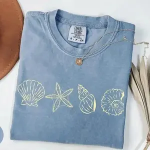 Comfort Colors SeaShell TShirt, Preppy Beach T-Shirt, Gift for Teen Girls, Coastal Aesthetic Tee, Oversized Ocean Lover SeaShell T-Shirt - DarkFlex