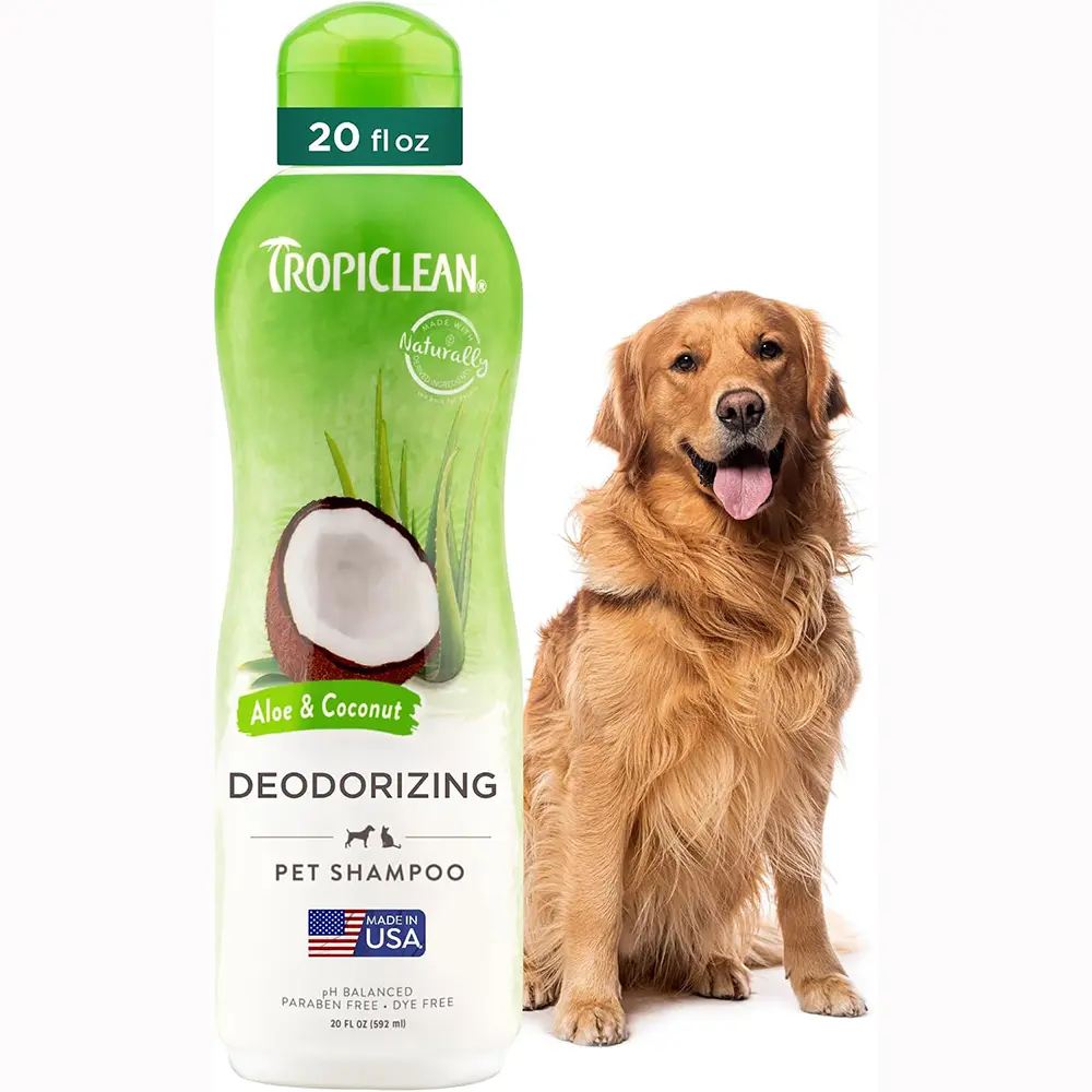 TropiClean Deodorizing Dog Shampoo for Smelly Dogs, Made in USA, 20oz