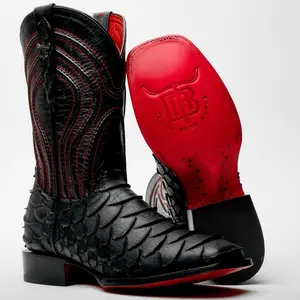 Matte Black Jumbo Leather Boots - Square Toe