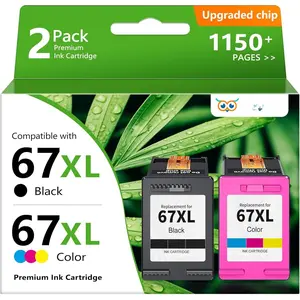 Remanufactured  Ink 67 67XL Combo Pack Replacement for 67XL  Printer Ink Cartridges for DeskJet 2755e 2827e 2742e 2700 4155e 4100 Envy 6055e 6000 6400 6455e 6458e (1 Black, 1 Color)