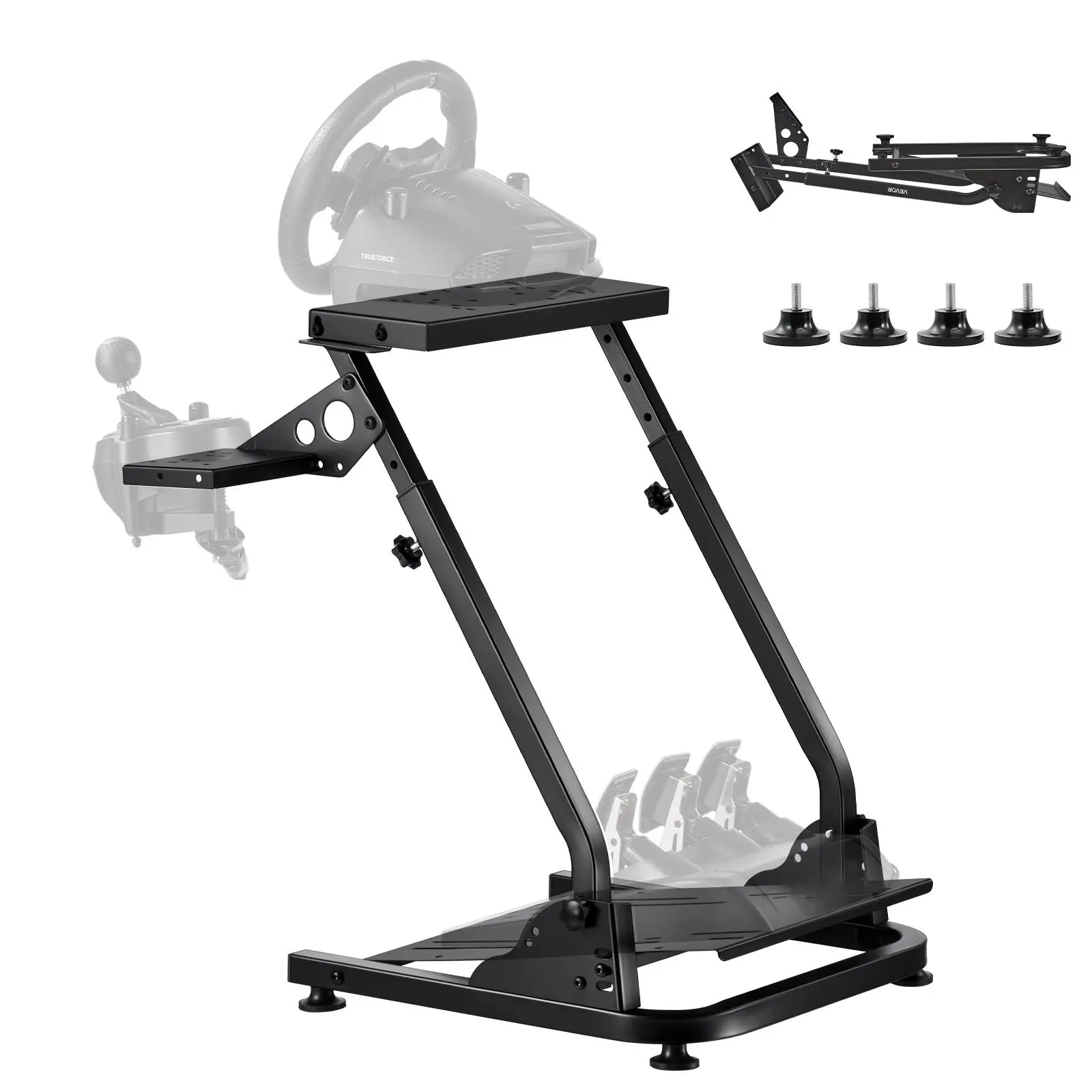 【summerfinds】VEVOR Adjustable Folding Racing Wheel Mount Simulator Stand, Compatible with Logitech G29 G27 G920 G923, Thrustmaster T300RS T300GT T248 TS-PC TSXW, Pedals Not Included, Console & Gaming Accessories