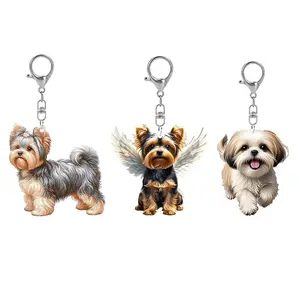 Cute Dog Pattern Acrylic Pendant, 1 Count/3 Counts Pet Decoration, Pet Gifts for Family Members, Car Key Charm, Backpack Charm, Trendy Cute Keychain