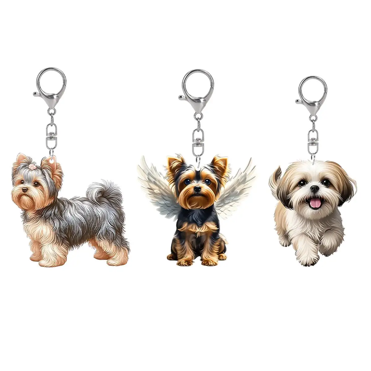 Cute Dog Pattern Acrylic Pendant, 1 Count/3 Counts Pet Decoration, Pet Gifts for Family Members, Car Key Charm, Backpack Charm