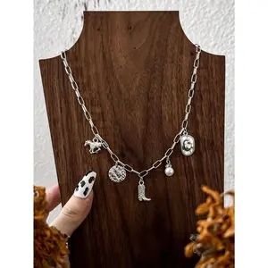 1pc Western Cowgirl Boots, Cowboy Hat, Horse & Geometric Chain Minimalist Necklace For Girls Boho Style Jewelry Handmade Fashion Accessory