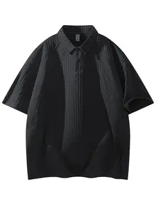 Men’s loose Polo shirt short sleeves, classic solid-color summer short sleeves, casual collared T-shirt, versatile top for everyday commuting
