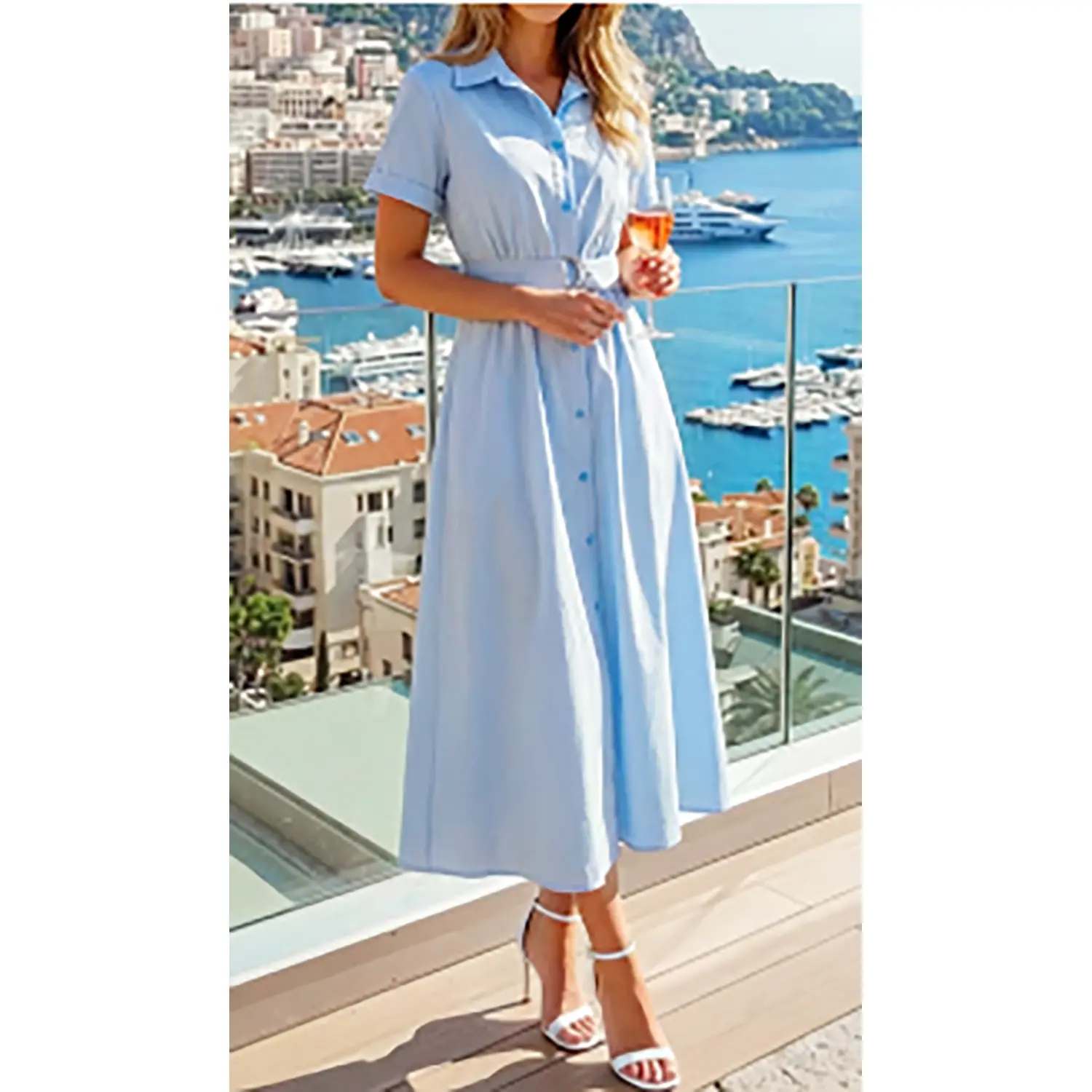 ZESICA Women's 2026 Summer Short-Sleeve Button-Down Midi A-Line Dress,  Business Casual Belted Shirt Dress with Pockets - TikTok Shop