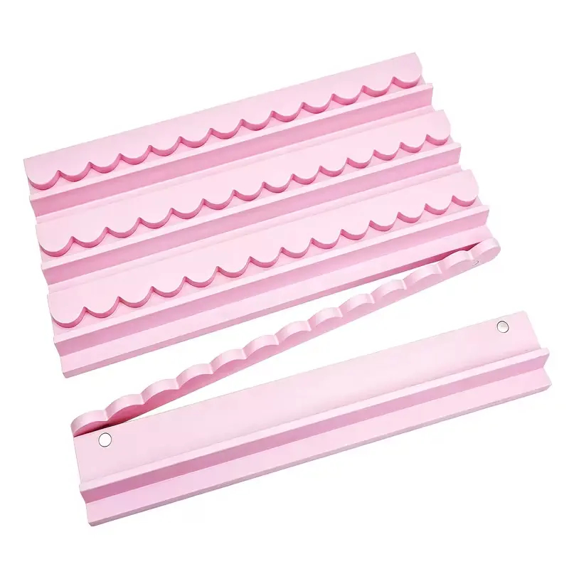 4pcs, 17In Pink Wooden Mahjong Racks with Pushers, American Mahjong Tile Pushers And Racks with Storage Bag, Modern Table Mahjong Additions(Upgraded Widened Scalloped Design to Prevent Tiles Slipping, Actual Shape Refers to Real Photos).