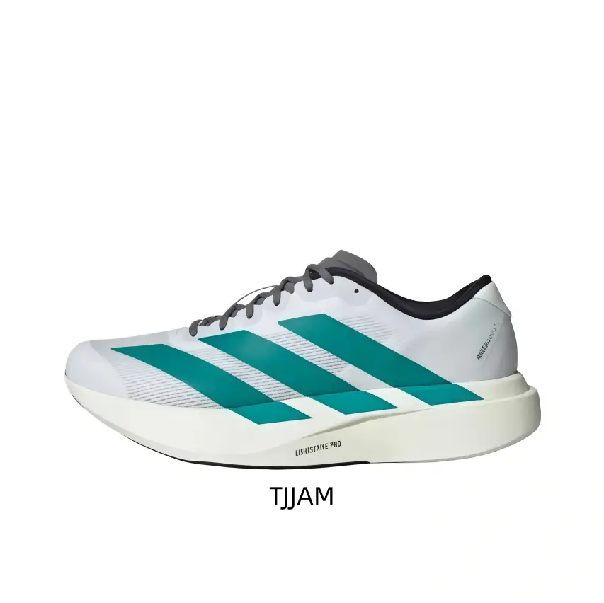 White Teal-Striped Racing Sneakers, Sports Collectibles Accessory - Lightweight Mesh, Bouncy Midsole for Smooth Long-Distance Running (Replaces Bulky Heavy Shoes)