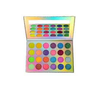 Spring Into Hue 24 Neon Palette Glitter Matte/ 4pc Pink Makeup Brushes