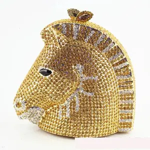 Crystal Horse Head Hand Bag or Clutch - Elegant Unique Luxury Purse for Evening Style Equestrian Glam