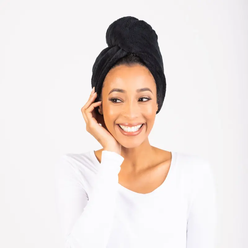 RevAir Bundle Up Hair Towel - Turban Design - Comfortable & Fumble-Free Hair Drying - Includes Mesh Well Accessory Bag - Perfect for Bath Time