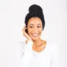 RevAir Bundle Up Hair Towel - Turban Design - Comfortable & Fumble-Free Hair Drying - Includes Mesh Well Accessory Bag - Perfect for Bath Time