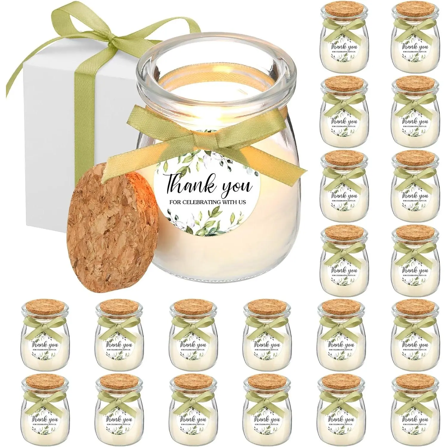 20 count Sage Green Wedding Candle Favors Greenery Bridal Shower Gifts for Guests Soy Wax Candles with Glass Jar Bridesmaid Proposal Gifts for Wedding Bachelorette Bridal Shower