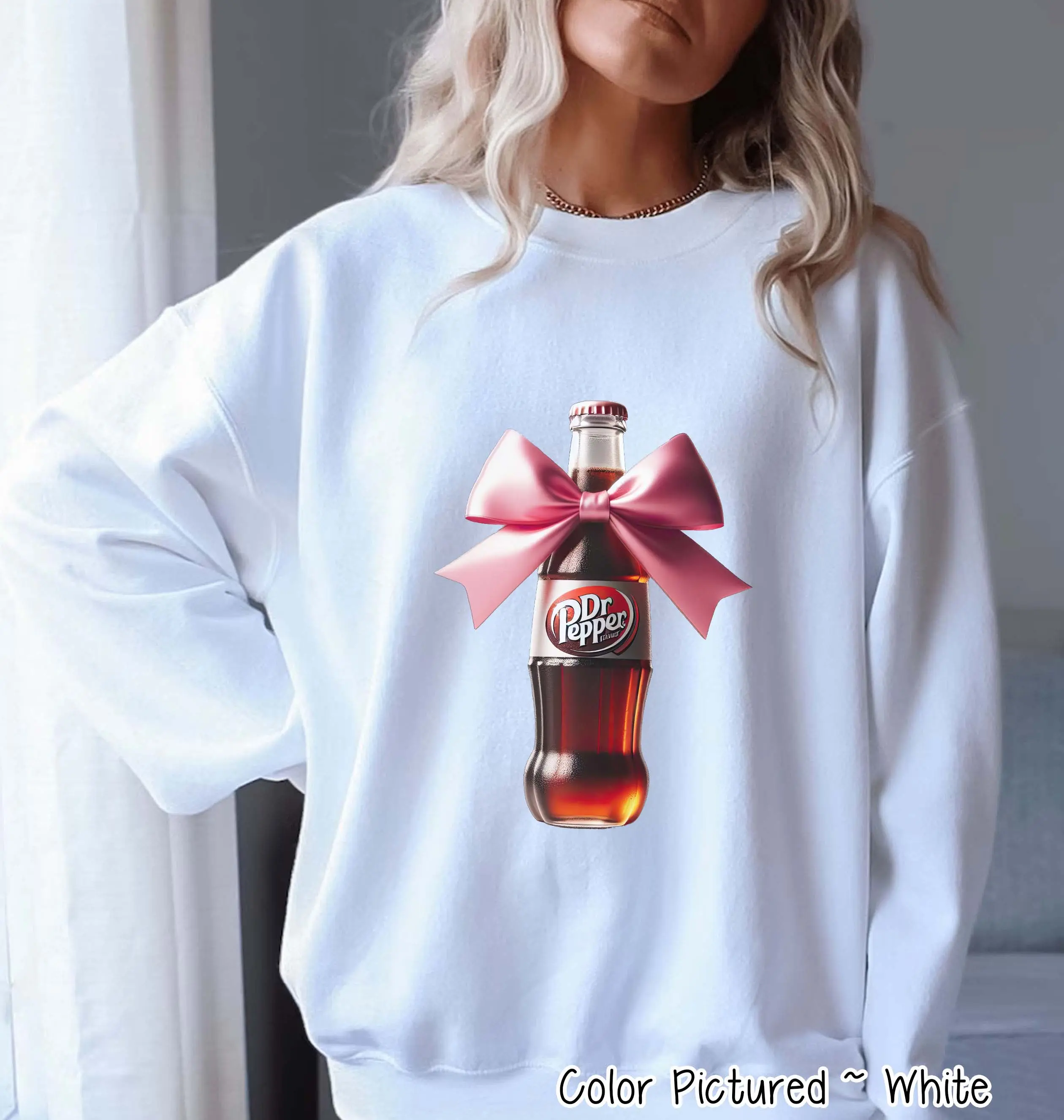Coquette Dr Pepper Sweatshirt, Pink Bow Dr Pepper Shirt, Preppy Pink Bow Sweatshirt, Trendy Soda Tee, Fun Dr Pepper Lover Gift, Dr Pepper Sweater, Printed Graphic Sweatshirt