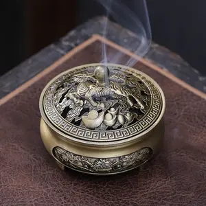 Large Hollow Three-Legged Vintage Incense Burner, Yoga Meditation Rest Reading Use, Home Desk Office Decor Art Memorial Gift, Fragrance, Aroma