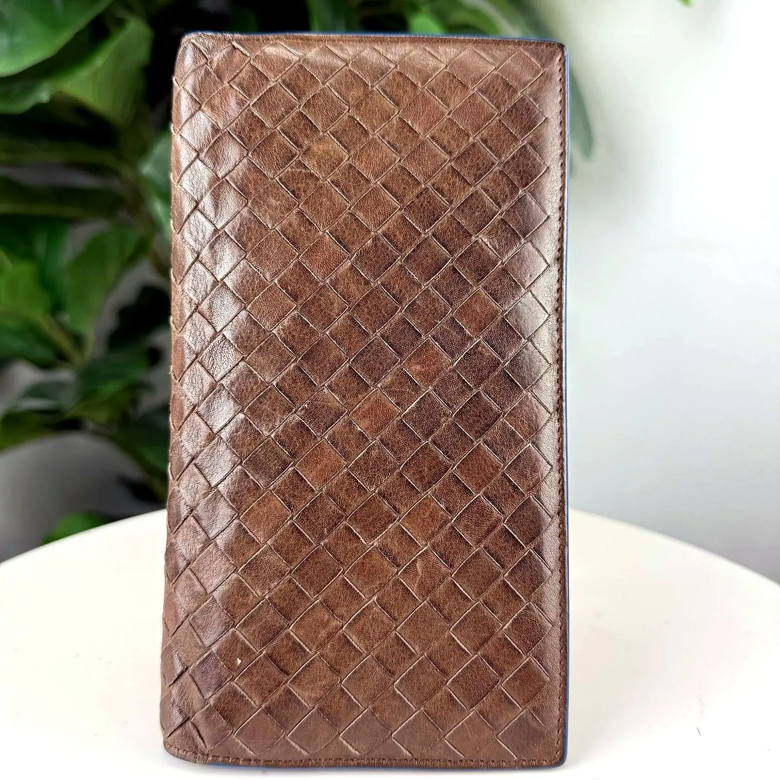 Pre-owned Intrecciato woven leather Small leather goods Authentic Bottega Veneta Long Wallet