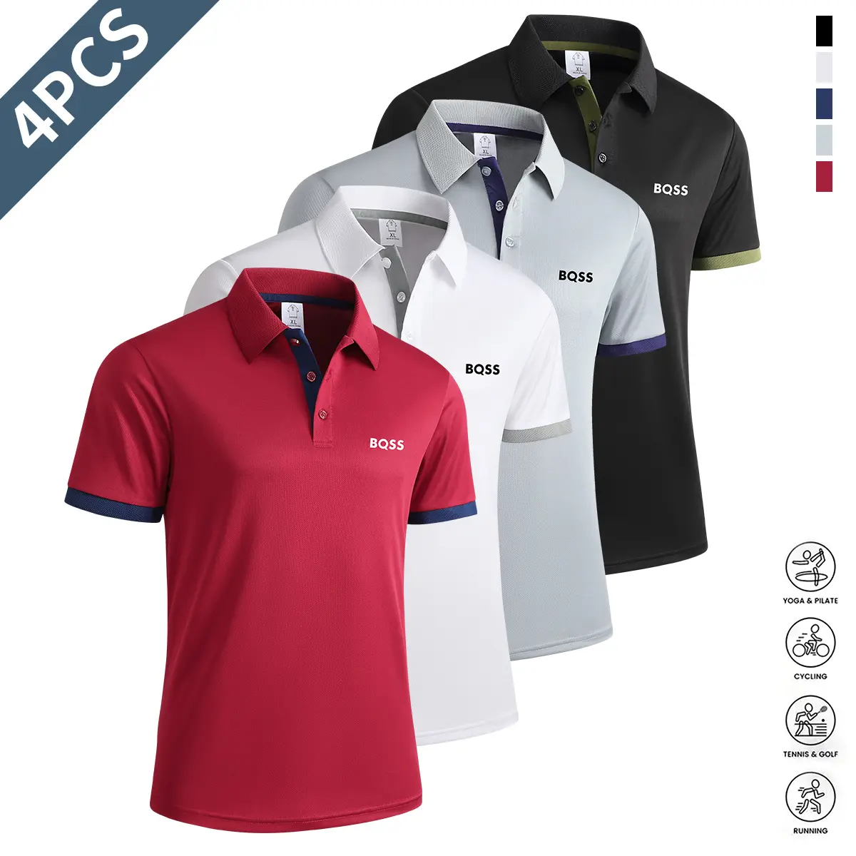 Burgundy + White + Gray + Black