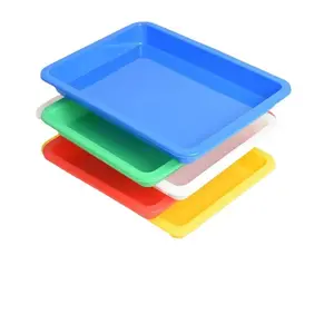 Kindergarten Rectangular Colorful Tray Bread Cake Plate Serving Dish Water Cup Holder Plastic Tableware Set