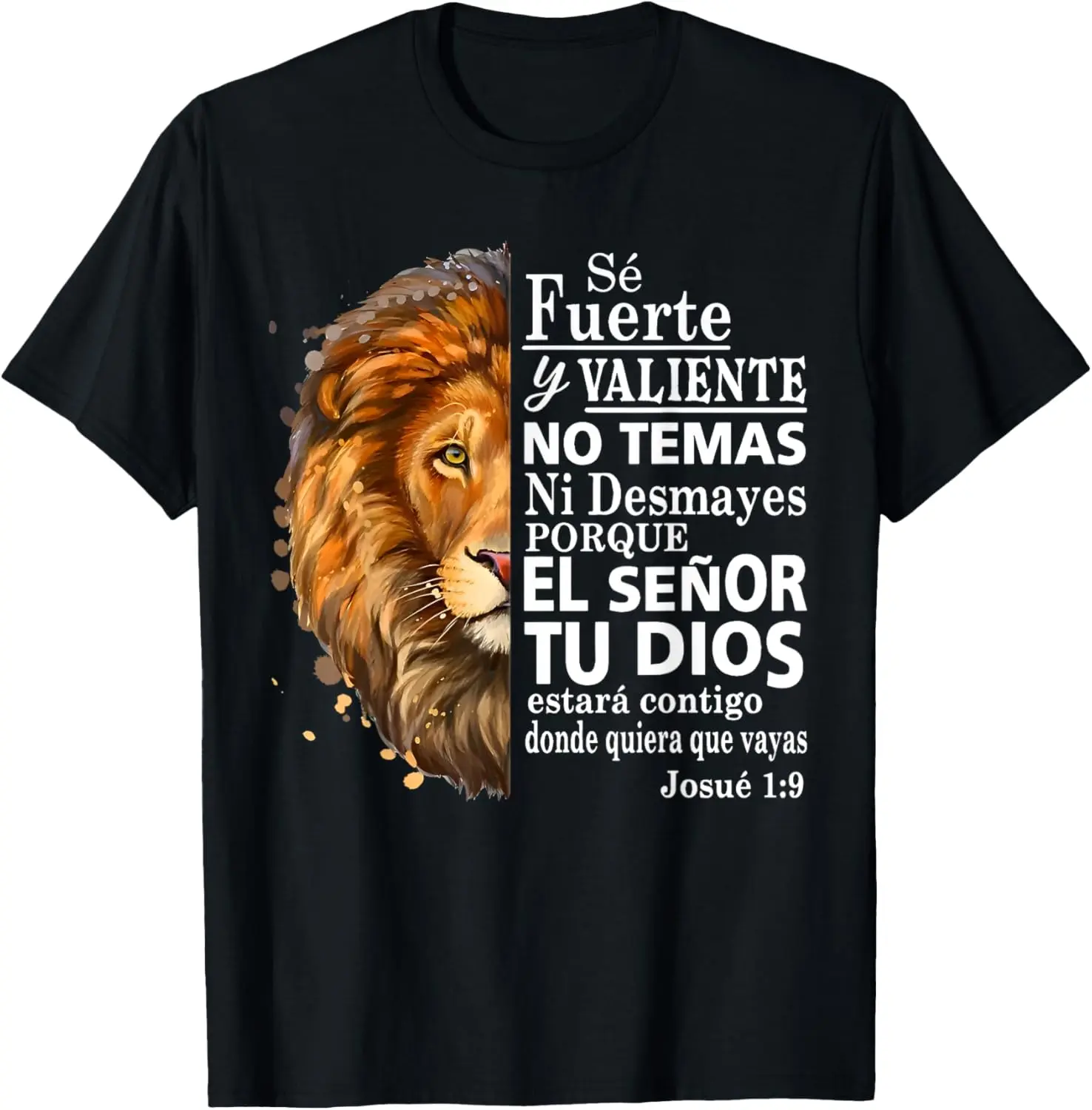 Unisex Christian Graphic T-Shirt with "Valiente Josue 1:9" Spanish Verse, 100% Cotton Oversized Loose-Fit Short Sleeve, Lightweight Fabric
