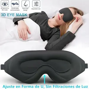 1pc 3D Deep Contour Sleep Mask Compatible Soft - Blocking Eye With Adjustable Strap, Fit For Men & Women, For Nighttime Travel, Yoga, Naps - 100% Darkness For Well Sleep
