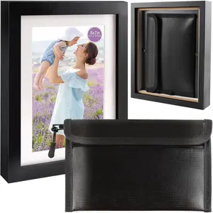 Photo Picture Frame Diversion Safe with  Bag, 5"x7"   Safe  Hiding Safe Storage Box Compartment Stash Container Hiding Places for Valuables   Key Hider, Black