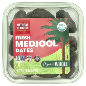 Natural Delights Organic Fresh Medjool Dates, Whole  , 12 oz (340 g)