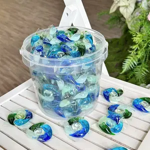 5-in-1 Blue Ocean Laundry Pods, Detergent Pods, 30 Pods/Box, 80 Pods/Bucket, Net Weight 12g per pod, Softens and prot clothes and colors, Powerful stain removal, Antibacterial and anti-mite, Cleans and leaves fragrance, Laundry Scent Booster