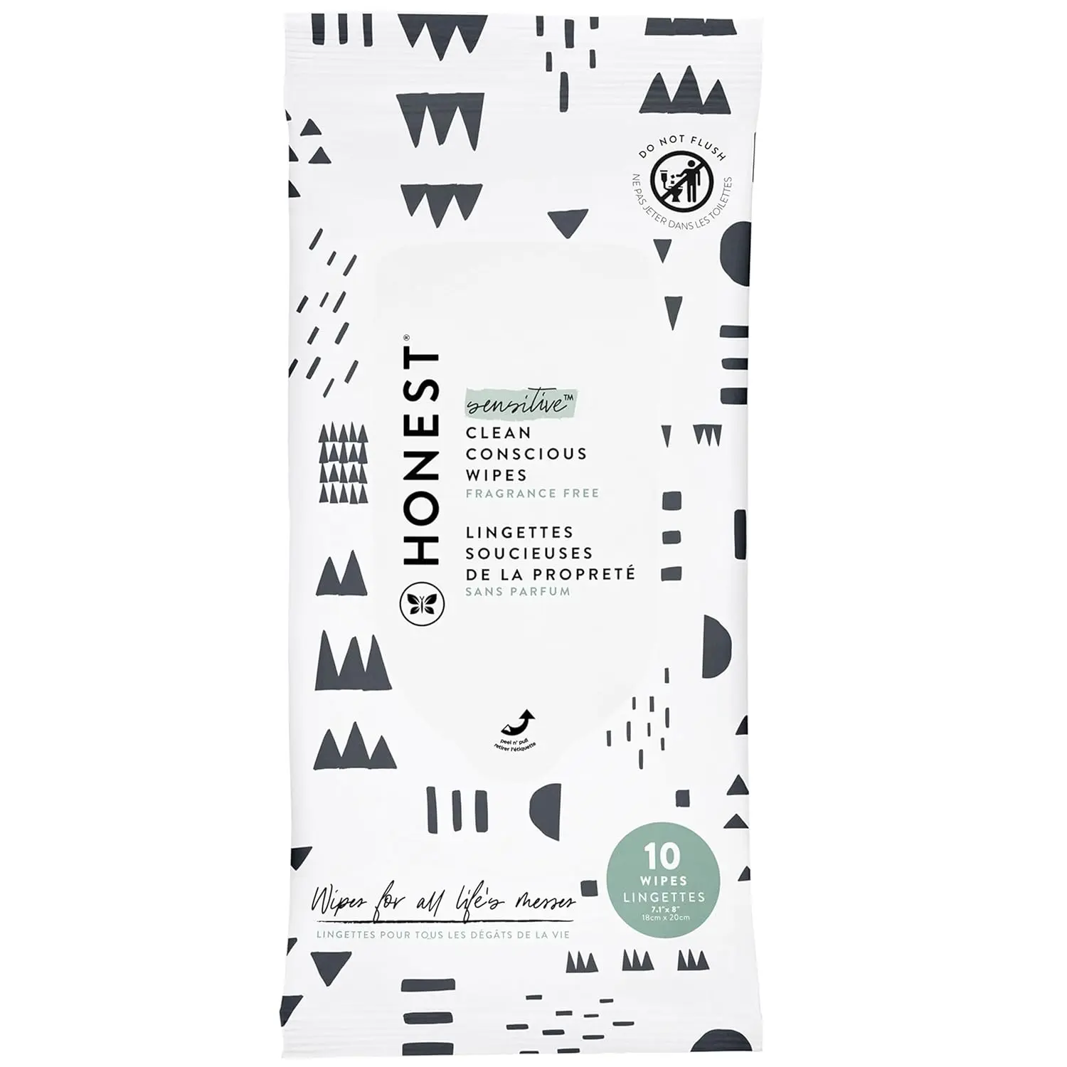 The Honest Company Clean Conscious Multi-Use Wipes Hypoallergenic Unscented for Sensitive Skin Over 99% Water Compostable Plant Based Baby Wipes Pattern Play 10 Count