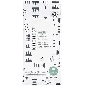 The Honest Company Clean Conscious Multi-Use Wipes Hypoallergenic Unscented for Sensitive Skin Over 99% Water Compostable Plant Based Baby Wipes Pattern Play 10 Count