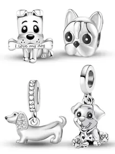 Cute Dog Design Charms, Cute Pet Dog Man's Best Friend Collection Beads Charm Pendant Ball Suitable for Bracelets Making, Dachshund Jewelry Animal Pendant