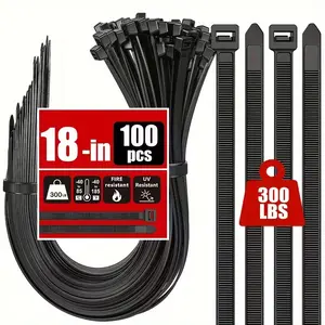 Black friday-100PCS 18 inch Black Zip Ties Heavy Duty, 75LBS Tensile Strength, Self-Locking Heavy Duty UV Resistant Cable Ties for Indoor and Outdoor Use,Halloween