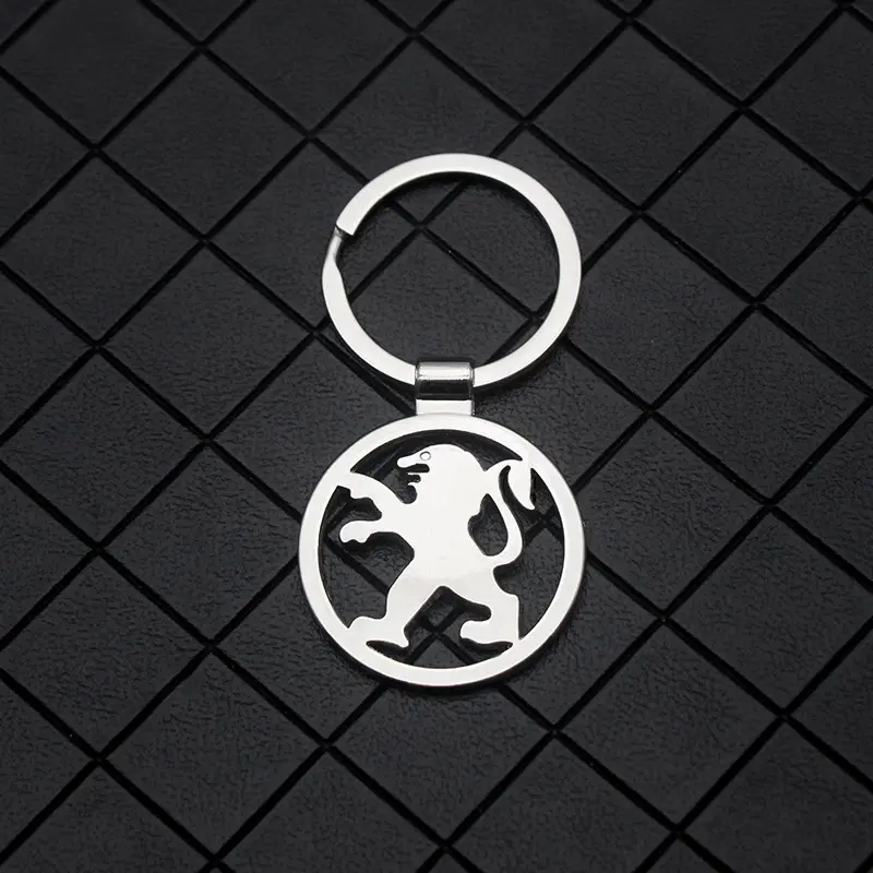Peugeot Car Keychain Silver Color, Anti-Loss and Durable, Hollow Design, Rust-Resistant, Key Ring Accessory, 1pcs/2pcs Set