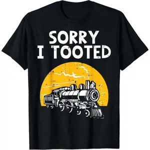 Train Sorry I Tooted Funny Locomotive Railroad Men  Kid T-Shirt Graphic tees