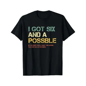 I GOT SIX AND A POSSIBLE Vintage DistressedT-Shirt - Retro Crew Neck Short Sleeve Tee with Colorful Text Design - Perfect Gift for Friends or Family Who Love Nostalgia and Unique Style bass Pattern T-Shirt Unisex Crewneck White T-shirt washed cotton