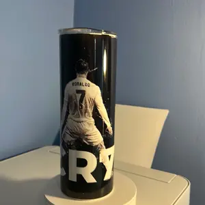 Ronaldo 20oz Tumblers - Black and White Design with Printed Backing - Drinkware, Bottle