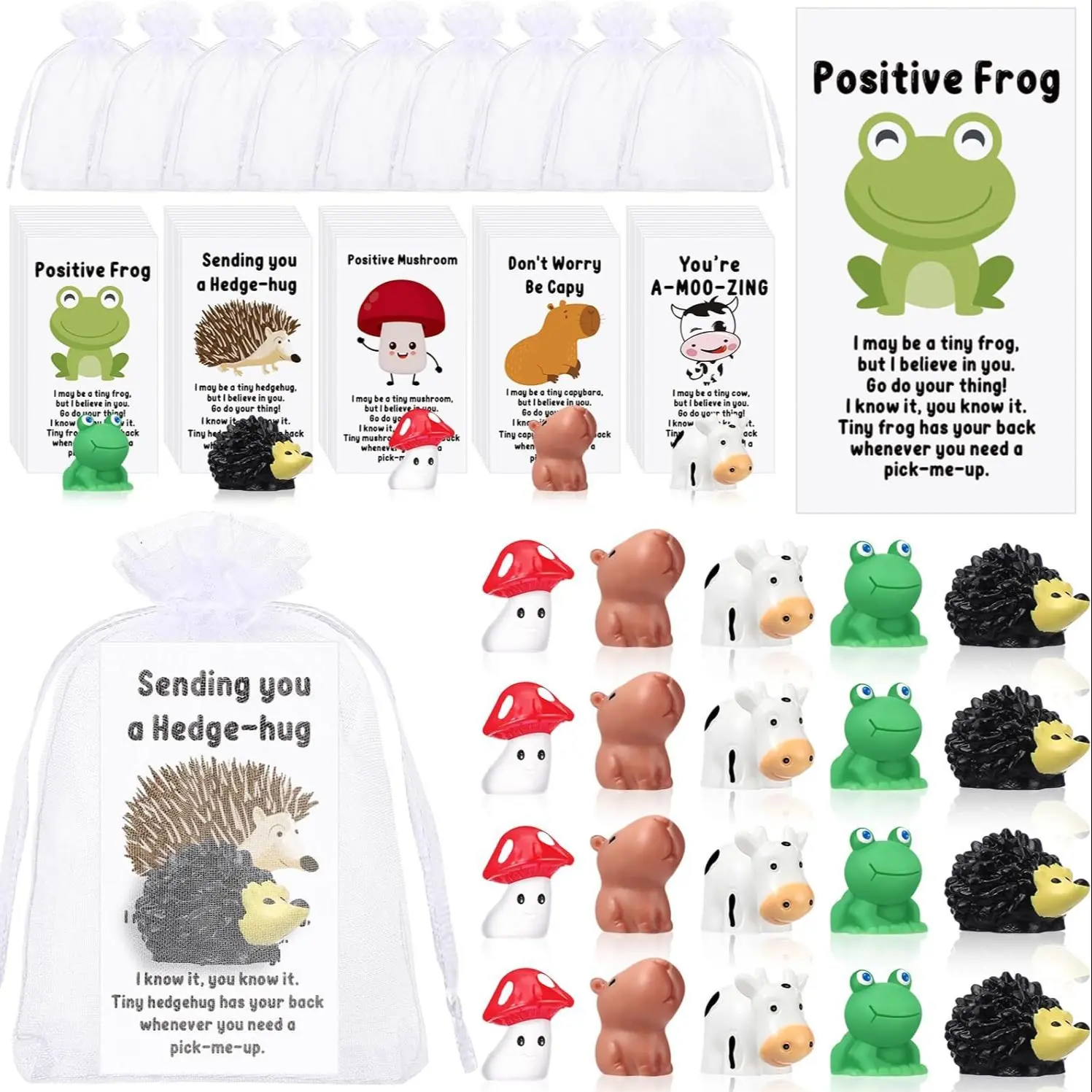 [employee Appreciation Gifts] 25 Bulk Gifts with Animal Puns, Inspirational Note Cards, Humorous Resin Figures, and Pocket Favors, Party Favors, Encouragement Gift, Gift Kit