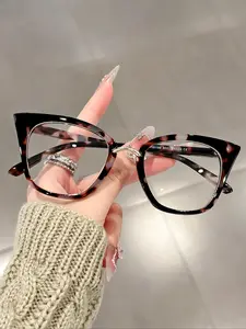Fashion Oval Frame Glasses, Heart-shaped Leg Decoration Alloy Material Eyeglasses, Perfect for Parties and Street Style