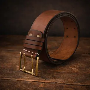 Heavy Duty Full-Grain Leather Belt: 2 inch Wide Double Prong Work Belt, Father's Day Leather Gift, Personalized Birthday Gift for Men