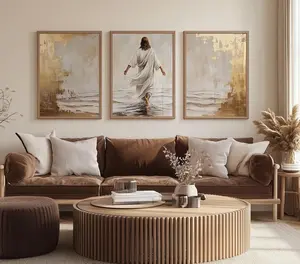 [NOFRAMED] Jesus Christ Walking On Water Set Of 3 Pieces Christian Wall Decor Jesus Painting Christianity LDS Home Decor Gift Idea