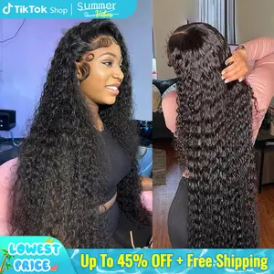 [Summervibes]Bling Hair 180 Density 13x4/6 Hd Lace Frontal Wigs Brazilian 34 36 Inch Deep Wave Curly Real Hair Wigs 13x4 Glueless Drawstring Deep Wave Wig For Black Women Preplucked
