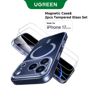 UGREEN Magnetic Case& 2pcs Tempered Glass Set for iPhone 17 series,Military-Grade Drop Protection,Compatible with Magsafe,  2 Pack 9H Tempered Glass Screen Protectors– 360°Full ProtectionDurable, Anti-Yellowing,Shockproof, Ultra-tiktokshopmemorialday