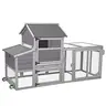Aivituvin-AIR27 Enclosed Wooden Chicken Cage - Backyard Chicken House with 2 Coops, 5 Opening Doors, Predator-Safe, Secure Latch, Waterproof Cover, 23.03ft² Room, Detachable Run Door, Galvanized Wire, 77"L*33.3"W*46.5"H for 2-4 Hens/Ducks
