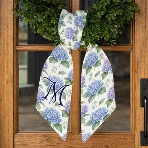 Custom Monogram Hydrangea Door Wreath Sash: Spring Floral Door Hanger